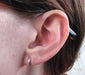 14k White Gold Tiny Hinged Huggie Hoop Earrings (2mm) 0.4 inch (9mm) - LooptyHoops
