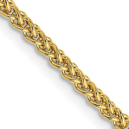 14k Yellow Gold 2mm Thick Semi-Solid Wheat Chain - LooptyHoops