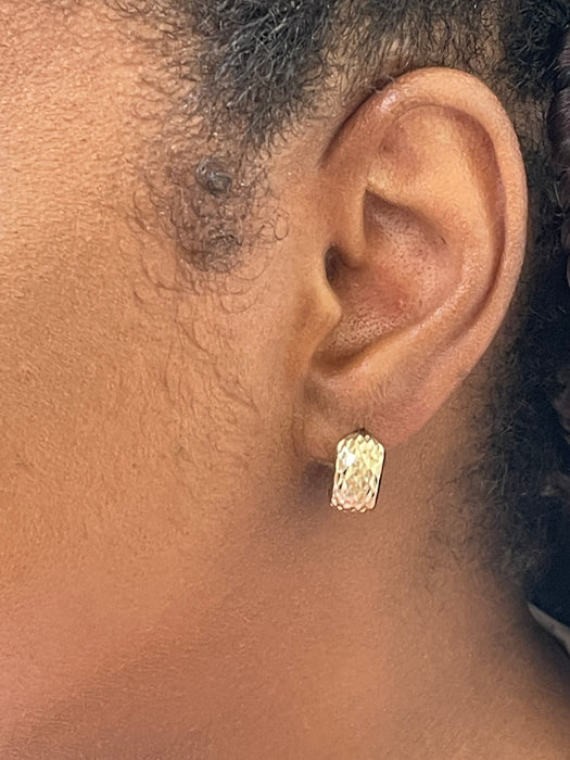 14K Gold Thick Huggie Hinged Hoop Earrings .60 Inch (15mm) (8mm Wide) - LooptyHoops