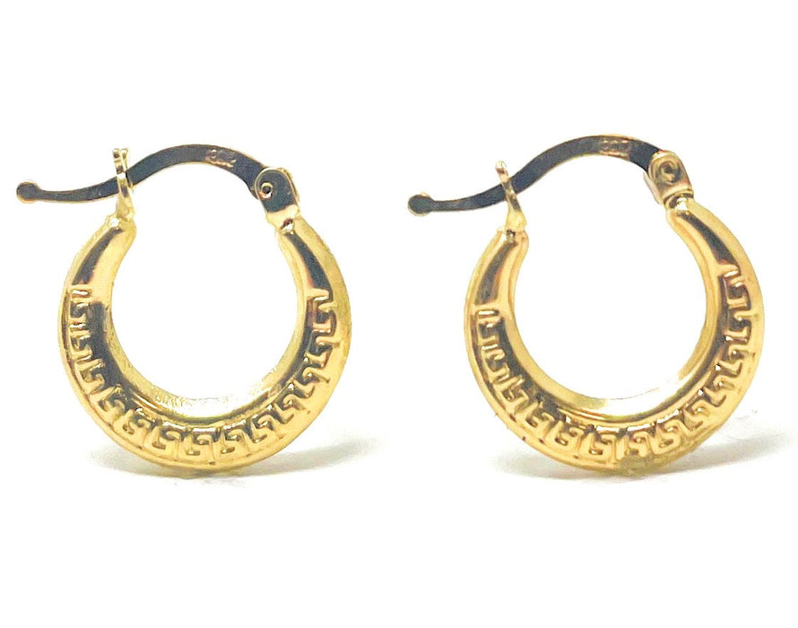 14k Yellow Gold Diamond Cut Textured Hoop Earrings (2mm), 15mm - LooptyHoops