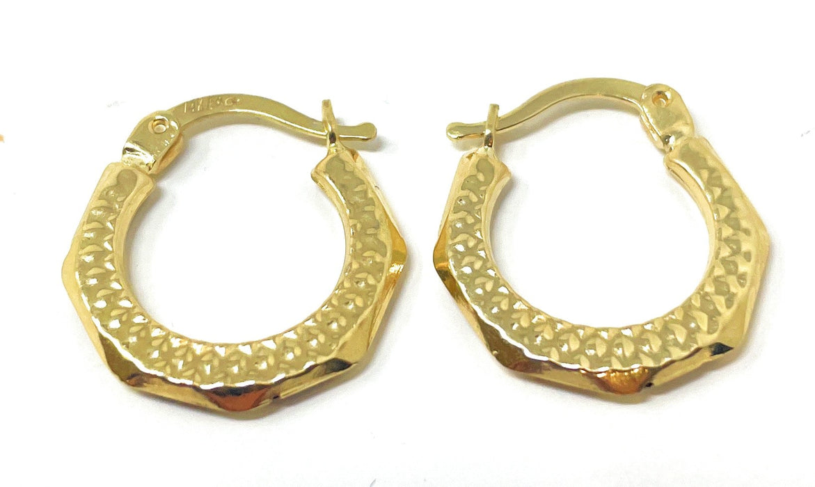 14k Yellow Gold Diamond Cut Square Tube Hoop Earrings (2mm), 18mm - LooptyHoops