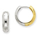 Two Tone 14K Gold Turkish Hinged Huggie Hoop Earrings, 0.4 inch (11mm) - LooptyHoops