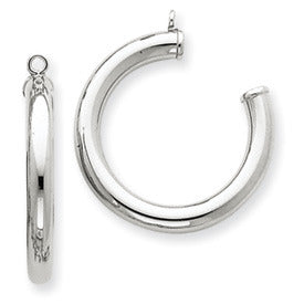 14k White Gold Round Hoop Earring Jackets - LooptyHoops