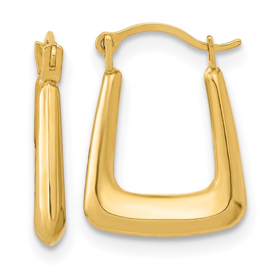14k Yellow Gold Small Polished Fancy Hoops, 15mm - LooptyHoops