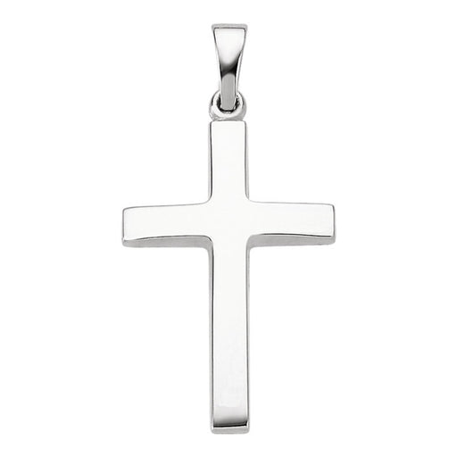 Large 14K White Gold Smooth Tapered Cross Pendant, 29mm x 16mm - LooptyHoops