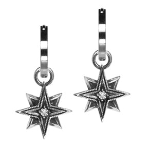 Sterling Silver Diamond Starburst Earring Charms - LooptyHoops