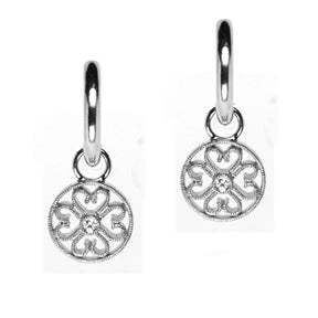 Sterling Silver Diamond Filigree Disc Earring Charms - LooptyHoops