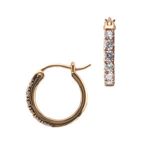 18k Rose Gold French Pave Diamond Hoop Earrings - LooptyHoops