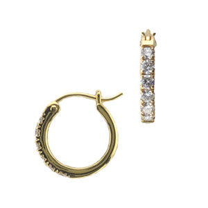 18k Yellow Gold French Pave Diamond Hoop Earrings - LooptyHoops