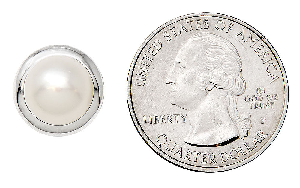Your Choice: Sterling Silver Classic Freshwater Pearl Stud Earrings - OR - Matching Freshwater Pearl Pendant & Necklace - OR – Gift Set of All Three - LooptyHoops