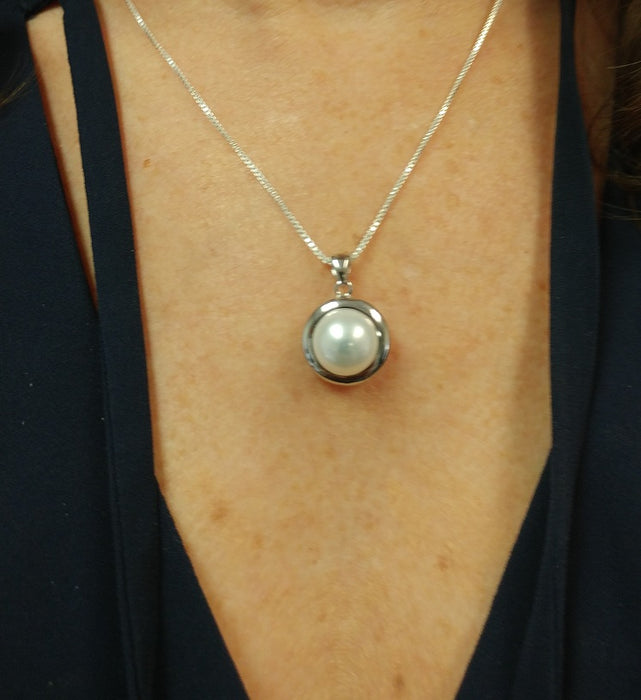 Your Choice: Sterling Silver Classic Freshwater Pearl Stud Earrings - OR - Matching Freshwater Pearl Pendant & Necklace - OR – Gift Set of All Three - LooptyHoops