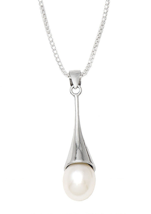 Your Choice: Sterling Silver Freshwater Pearl Hook-Backed Teardrop Drop Earrings - OR - Matching Freshwater Pearl Pendant & Necklace - OR – Gift Set of All Three - LooptyHoops