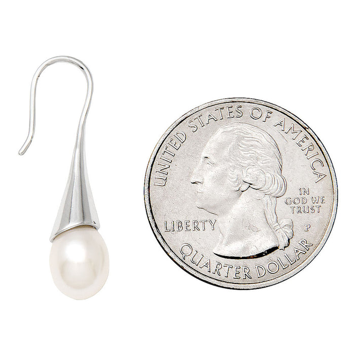 Your Choice: Sterling Silver Freshwater Pearl Hook-Backed Teardrop Drop Earrings - OR - Matching Freshwater Pearl Pendant & Necklace - OR – Gift Set of All Three - LooptyHoops