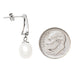 Sterling Silver CZ & Freshwater Pearl Curved Dangle Earrings, 19mm - LooptyHoops