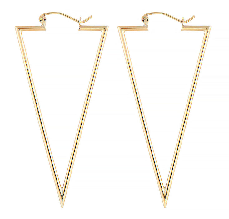 14k Yellow Gold Triangle Hoop Earrings, 50mm - LooptyHoops