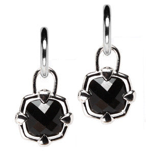 Sterling Silver Black Onyx Checkerboard Earring Charms - LooptyHoops