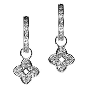 18K White Gold Diamond Good Luck Earring Charms - LooptyHoops