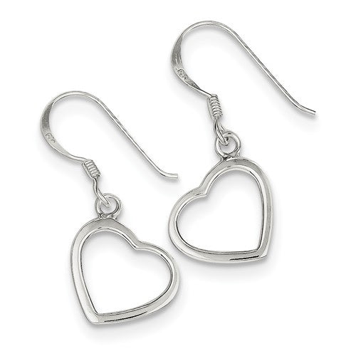 Sterling Silver Dangling Heart Earrings, 30mm - LooptyHoops