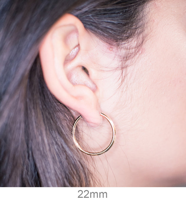 14k Yellow Gold Endless Hoop Earrings (2mm), All Sizes - LooptyHoops