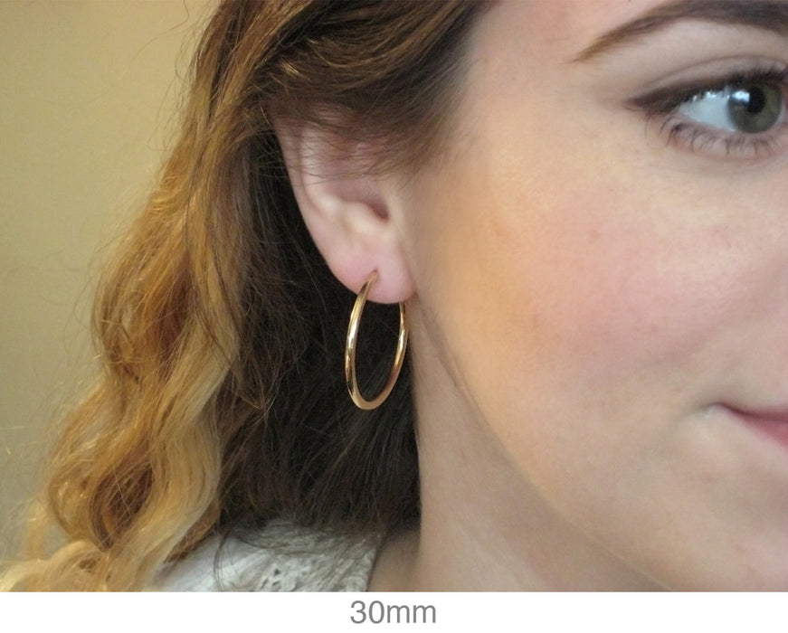 14k Yellow Gold Endless Hoop Earrings (2mm), All Sizes - LooptyHoops