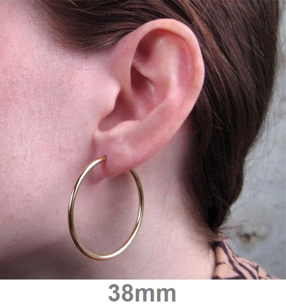 14k Yellow Gold Endless Hoop Earrings (2mm), All Sizes - LooptyHoops