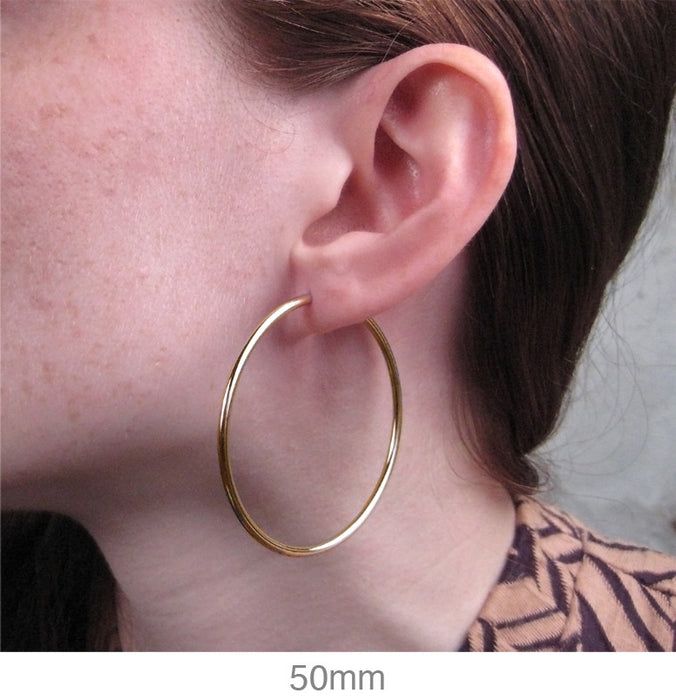 14k Yellow Gold Endless Hoop Earrings (2mm), All Sizes - LooptyHoops