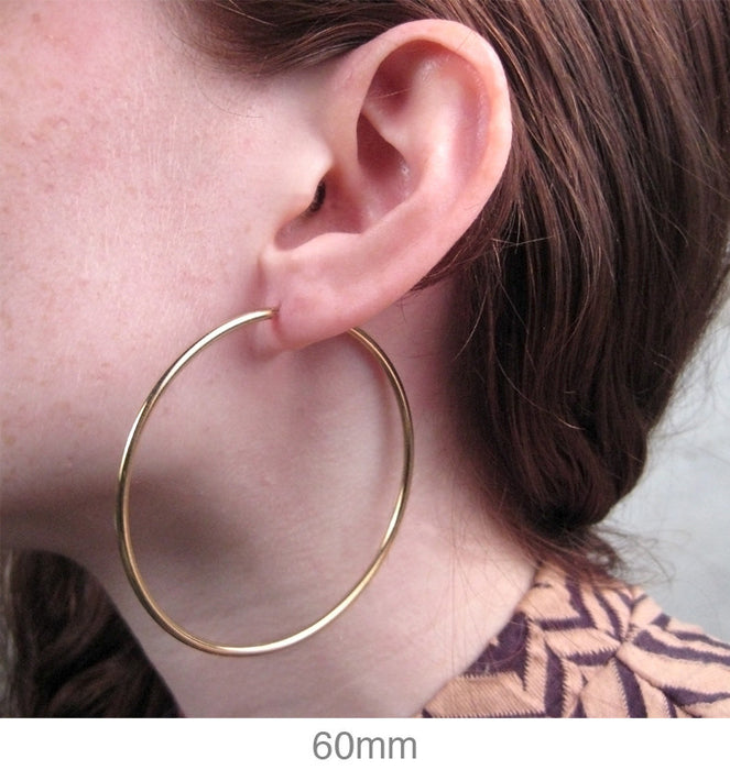 14k Yellow Gold Endless Hoop Earrings (2mm), All Sizes - LooptyHoops