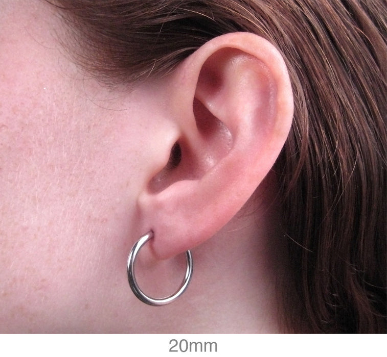 14k White Gold Endless Hoop Earrings (2mm), All Sizes - LooptyHoops