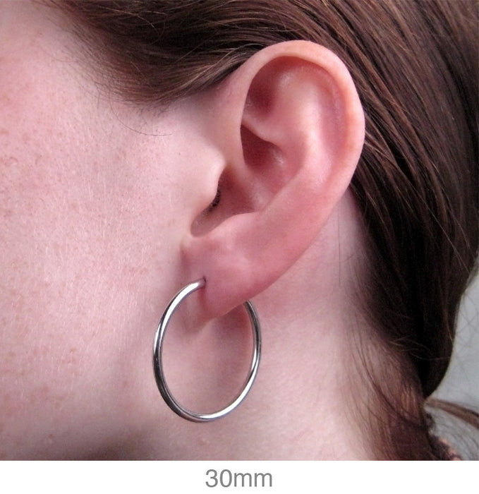 14k White Gold Endless Hoop Earrings (2mm), All Sizes - LooptyHoops