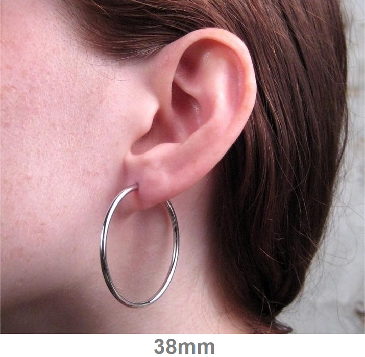 14k White Gold Endless Hoop Earrings (2mm), All Sizes - LooptyHoops