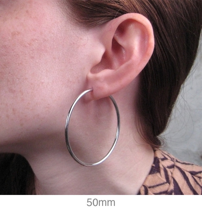 14k White Gold Endless Hoop Earrings (2mm), All Sizes - LooptyHoops