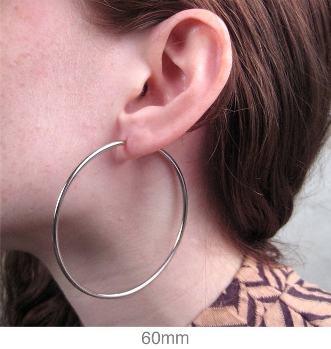 14k White Gold Endless Hoop Earrings (2mm), All Sizes - LooptyHoops