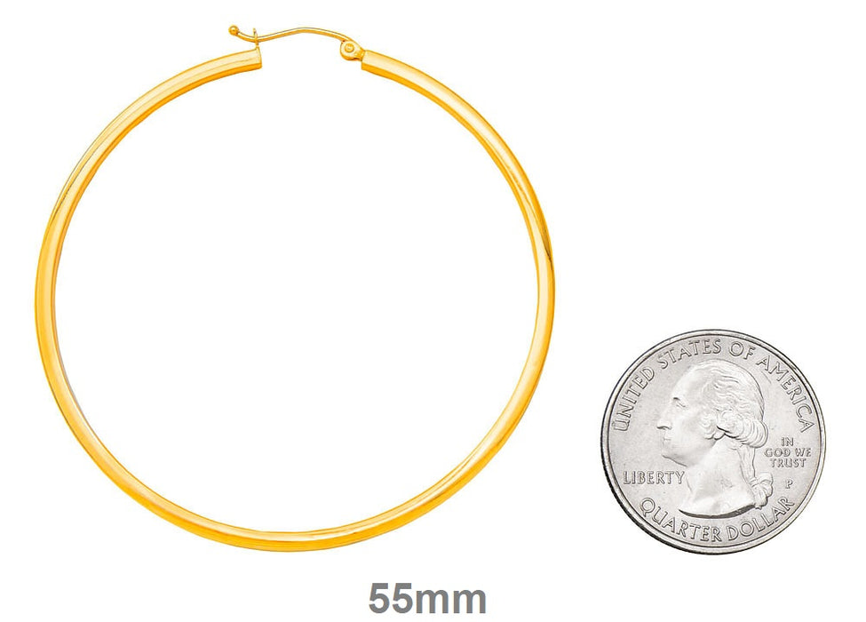 14k Yellow Gold Square Tube Hoop Earrings (2mm), All Sizes - LooptyHoops