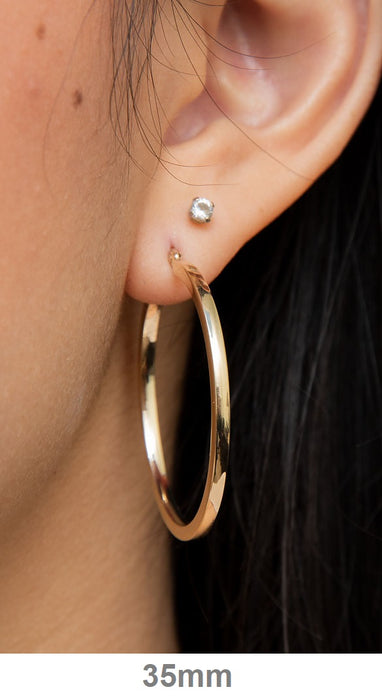 14k Yellow Gold Square Tube Hoop Earrings (2mm), All Sizes - LooptyHoops
