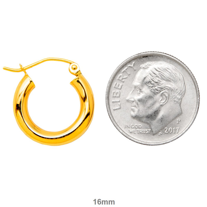 14k Yellow Gold Lightweight Hoop Earrings (3mm), All Sizes - LooptyHoops
