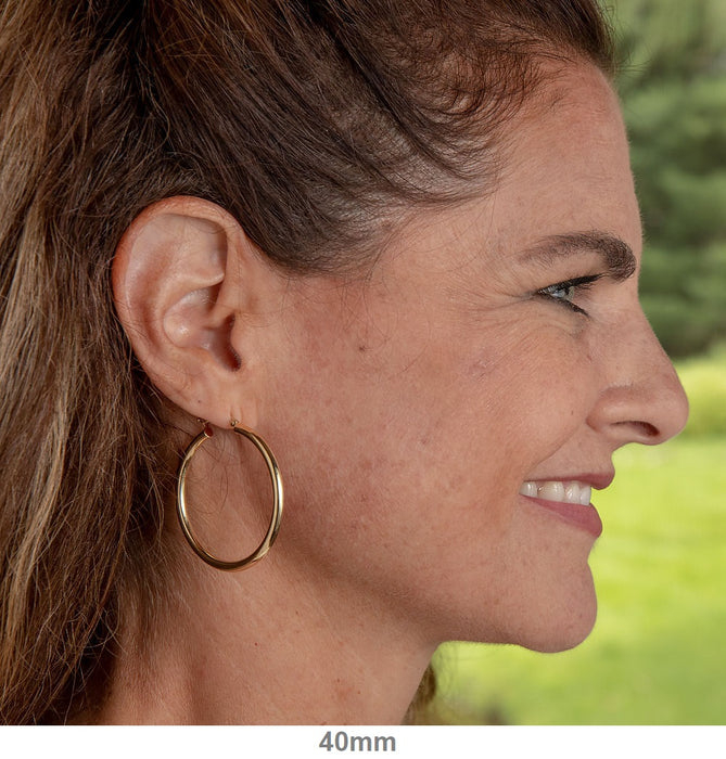 14k Yellow Gold Lightweight Hoop Earrings (3mm), All Sizes - LooptyHoops