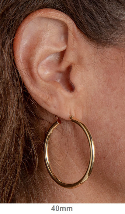 14k Yellow Gold Lightweight Hoop Earrings (3mm), All Sizes - LooptyHoops