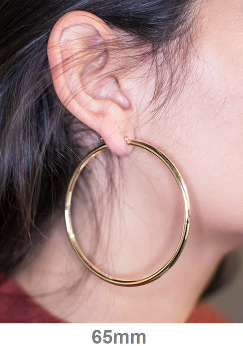 14k Yellow Gold Lightweight Hoop Earrings (3mm), All Sizes - LooptyHoops