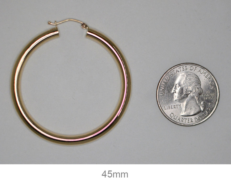 14k Yellow Gold Lightweight Tube Hoop Earrings (4mm), All Sizes - LooptyHoops