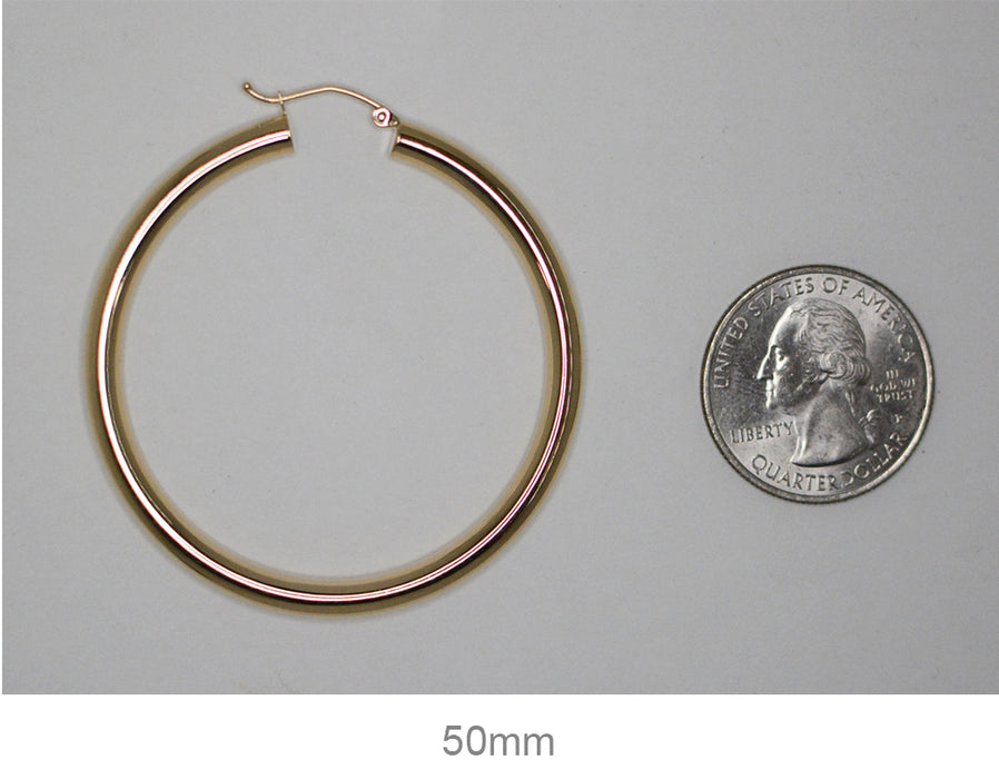 14k Yellow Gold Lightweight Tube Hoop Earrings (4mm), All Sizes - LooptyHoops