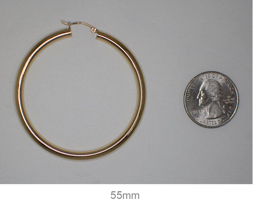 14k Yellow Gold Lightweight Tube Hoop Earrings (4mm), All Sizes - LooptyHoops