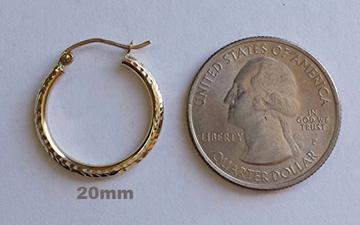14k Yellow Gold Diamond Cut Click-down Hoop Earrings (2mm), All Sizes - LooptyHoops