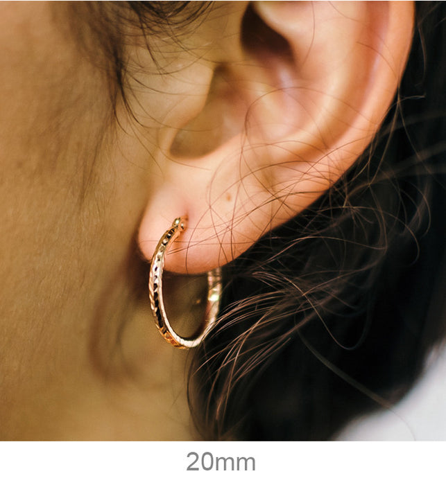 14K Rose Gold Diamond Cut Tube Hoop Earrings (2mm), All Sizes - LooptyHoops