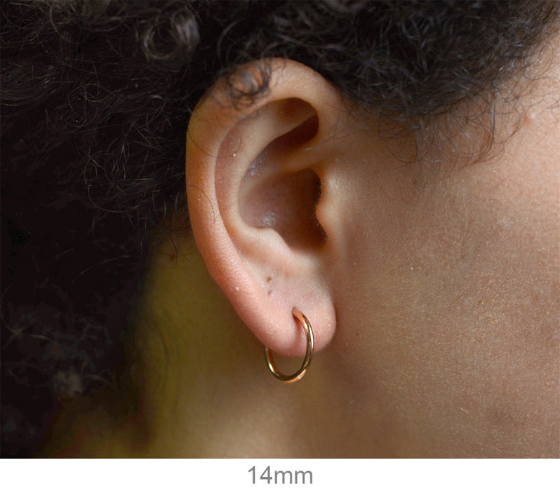 14k Rose Gold Continuous Endless Hoop Earrings (1.5mm), All Sizes - LooptyHoops