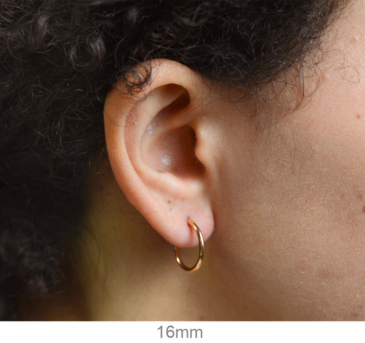 14k Rose Gold Continuous Endless Hoop Earrings (1.5mm), All Sizes - LooptyHoops