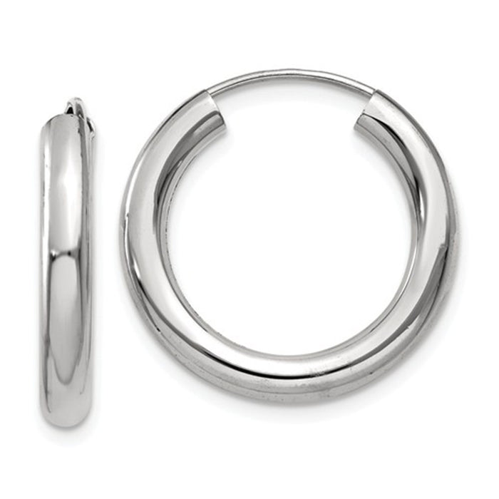 14k White Gold Endless Hoop Earrings (3mm), All Sizes - LooptyHoops