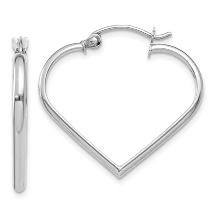 14k White Gold Heart of Gold Hoop Earrings - LooptyHoops