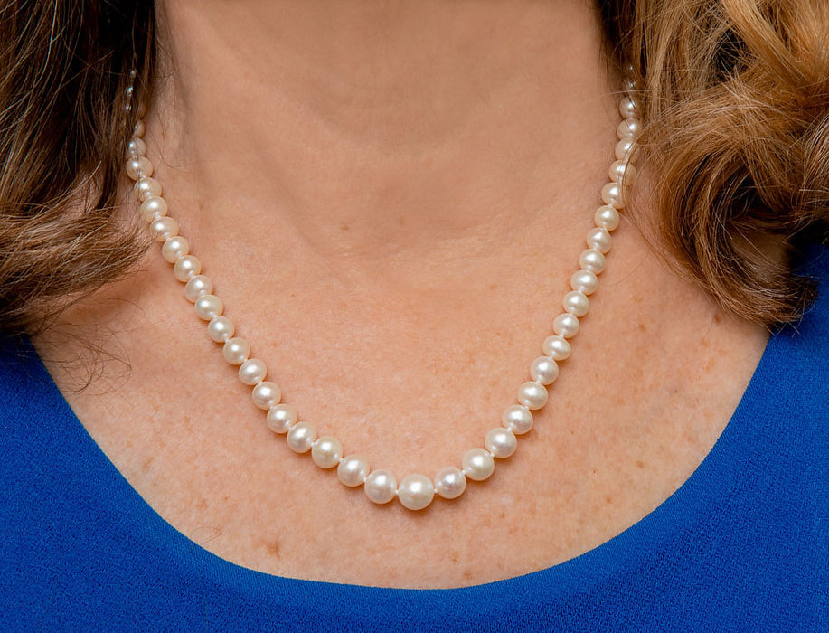 14k Yellow Gold Graduated Freshwater Pearl Necklace, 18 Inches - LooptyHoops