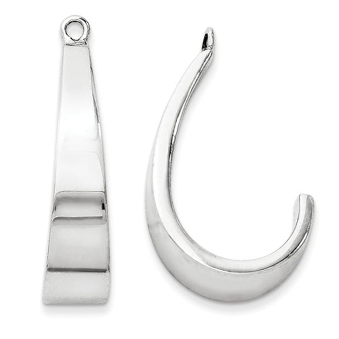 14k White Gold Tapered J-Hoop Earring Jackets - LooptyHoops