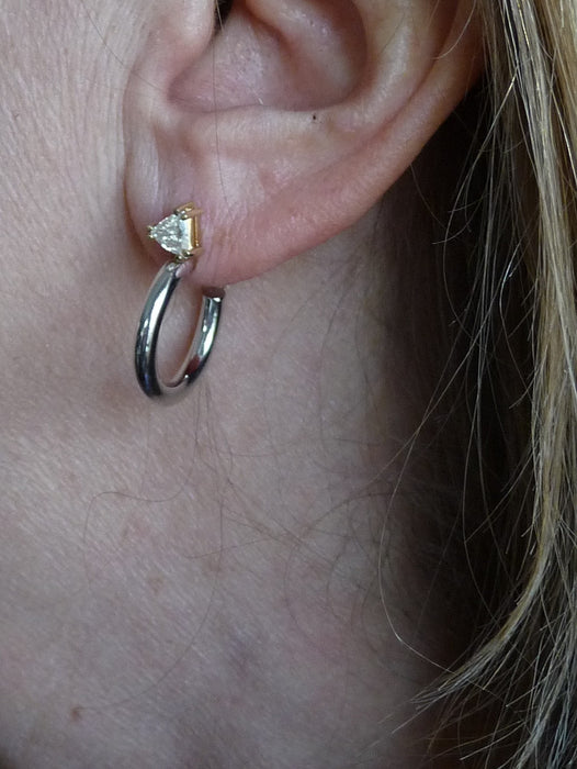 14k White Gold Round Hoop Earring Jackets - LooptyHoops